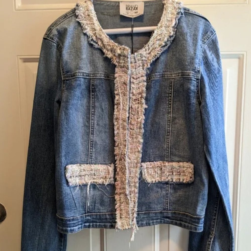 Brand Bazar Jean with Tweed Detail.  SZ Sd - Picture 3 of 4